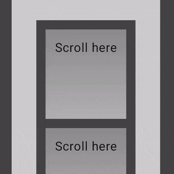 Zwei verschachtelte vertikale Scrolling-UI-Elemente, die auf Touch-Gesten innerhalb und außerhalb des inneren Elements reagieren