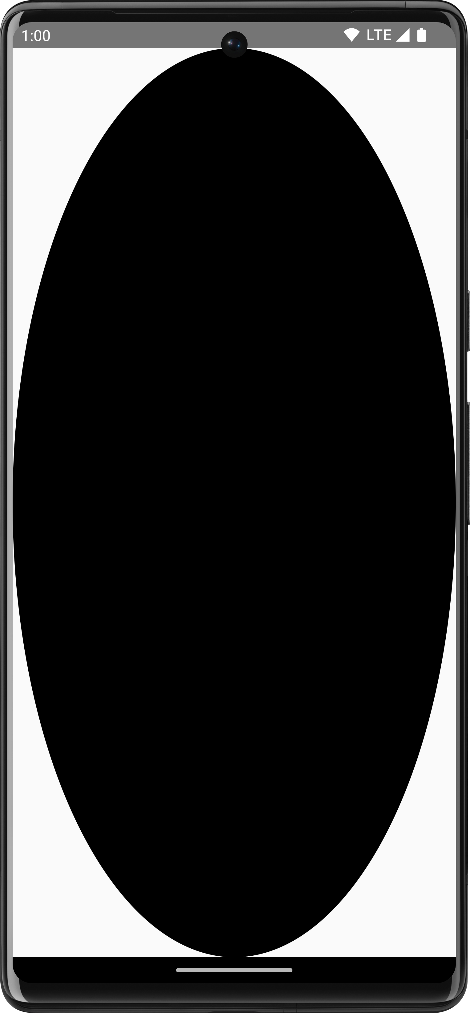 Tam boyutta yer kaplayan oval siyah bir ShapeDrawable