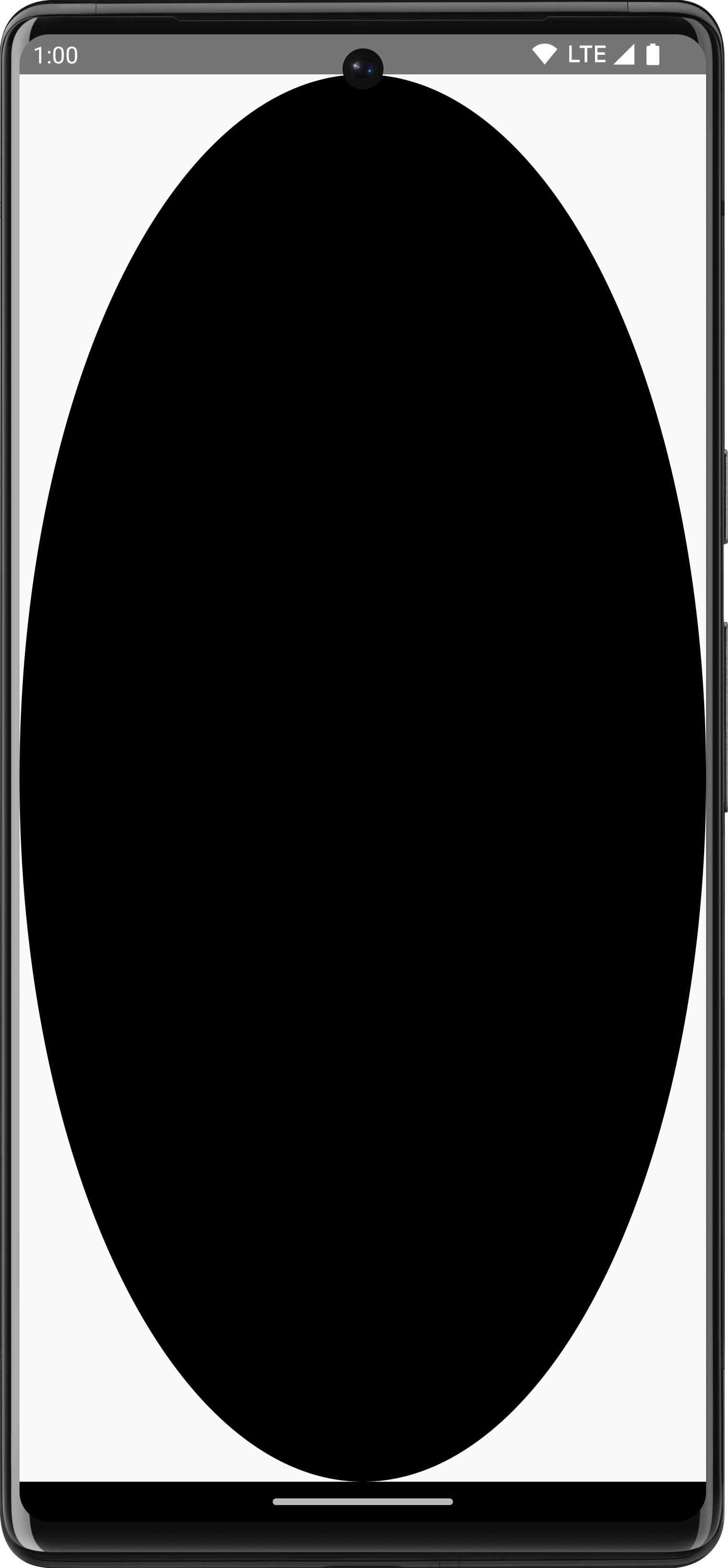 Овальный черный объект ShapeDrawable в полный размер.