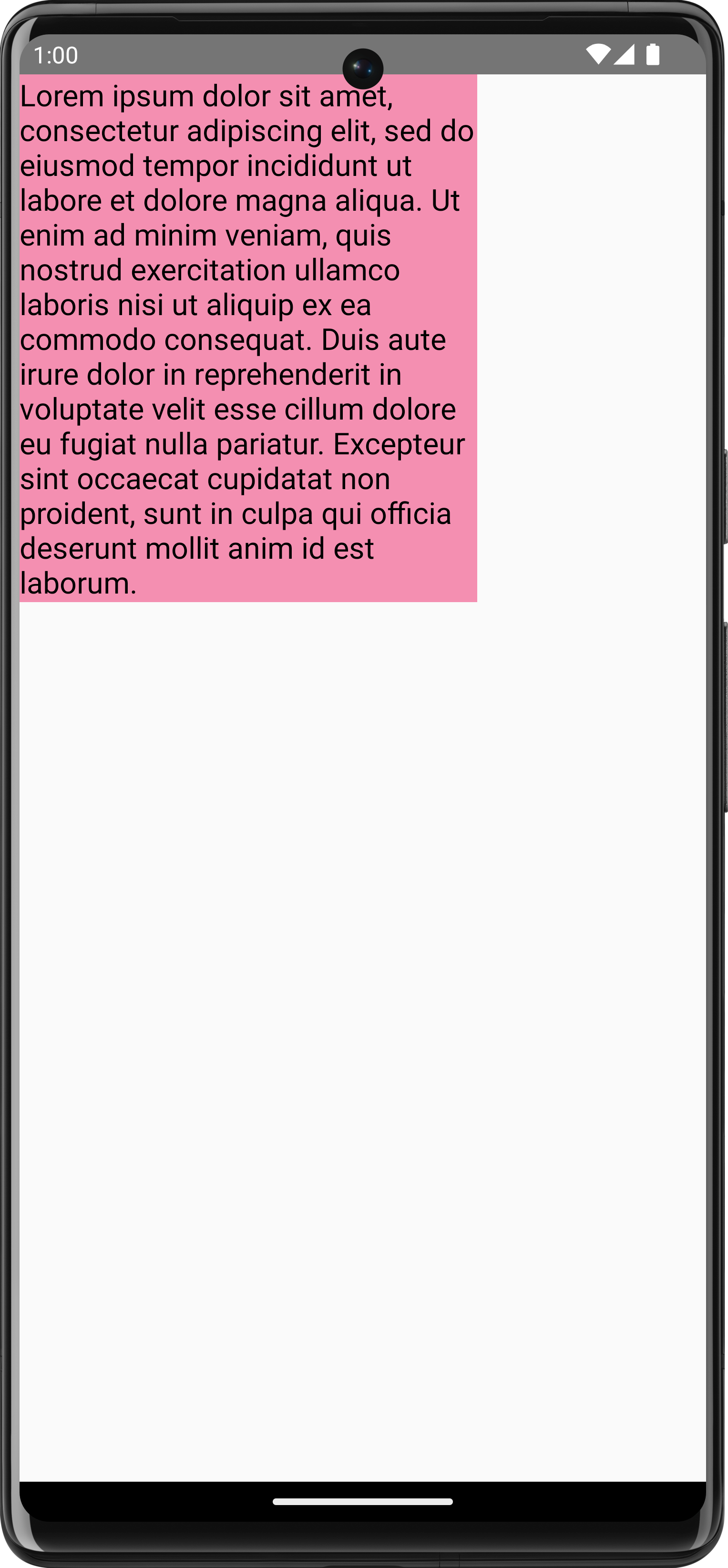 Mehrzeiliger Text, der 2⁄3 der gesamten Fläche einnimmt, mit einem Hintergrundrechteck