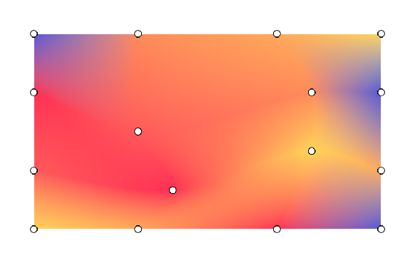 A mesh gradient example with a display of its current mesh gradient points.