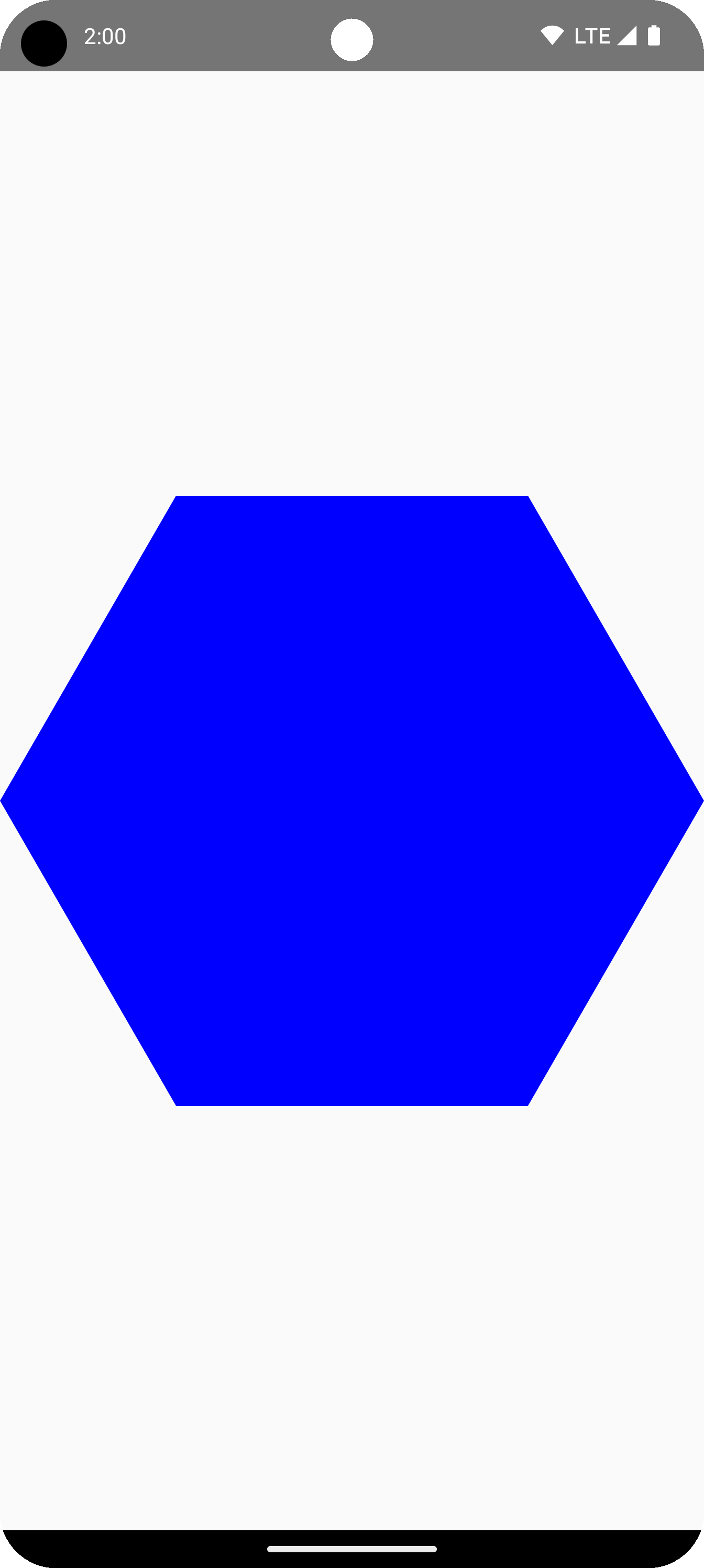 Hexágono azul no centro da área de desenho