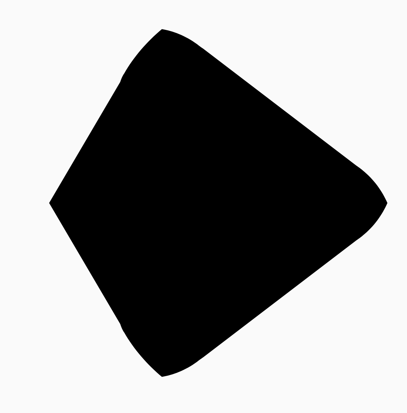 丸みを帯びた三角形と正方形の 50% の距離