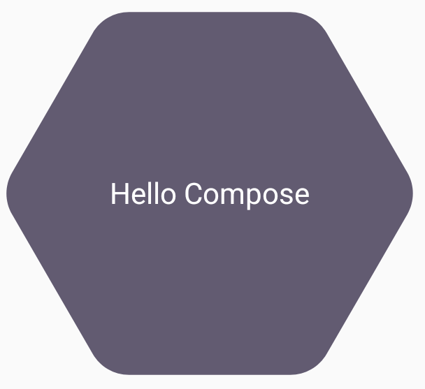 Hexágono con el texto `hello compose` en el centro.