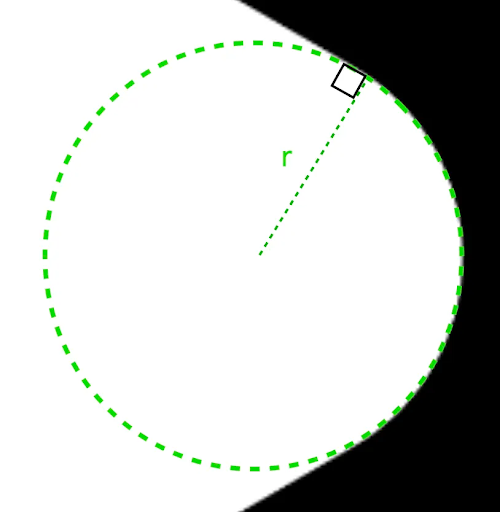 반올림 반지름 r은 둥근 모서리의 원형 둥근 크기를 결정합니다.