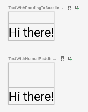 Multiple previews of text elements; one shows ordinary padding between elements, the other shows padding from one baseline to the next.
