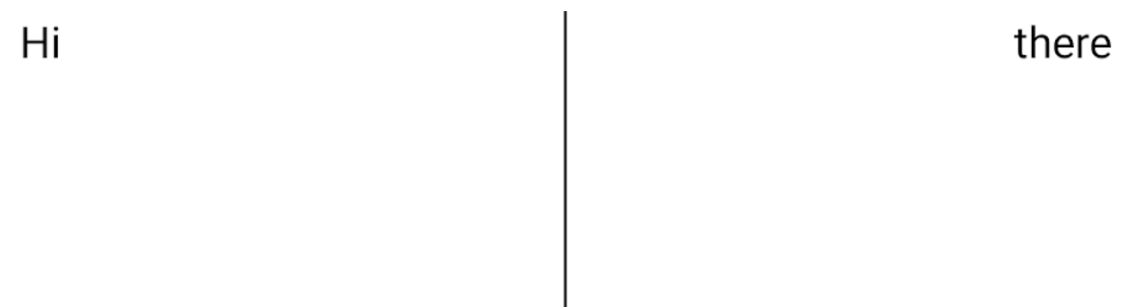 2 つのテキスト要素が横に並び、分割線で区切られていますが、分割線がテキストの下まで伸びています