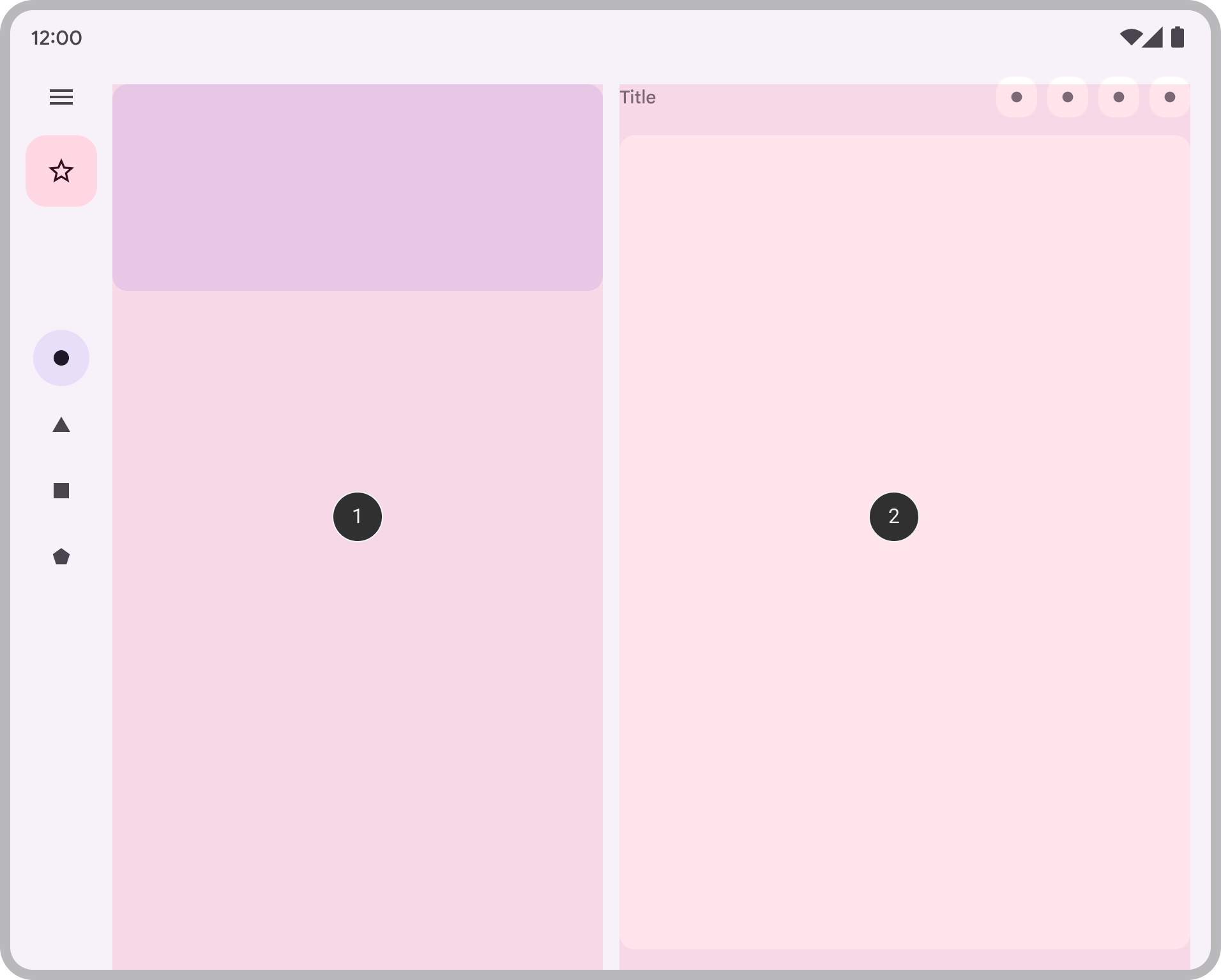 Screenshot einer App mit zwei Bereichen nebeneinander.