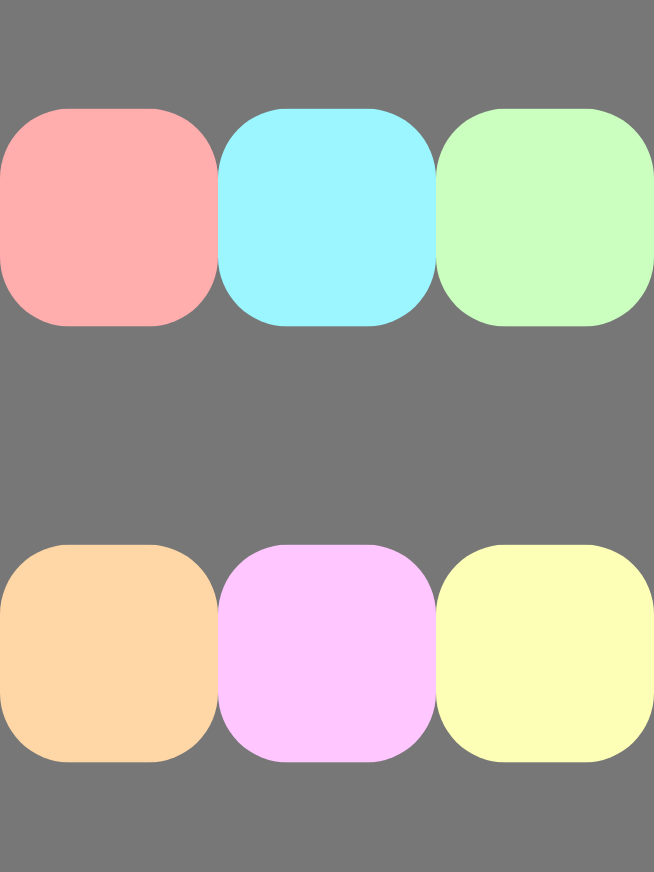 Multiple lines of items distributed along the cross axis with space around them.