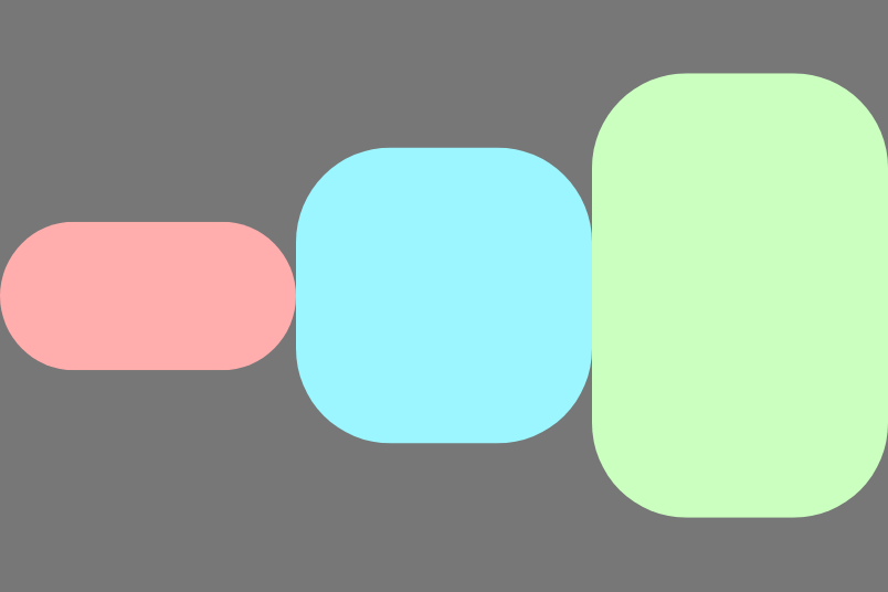 आइटम, क्रॉस ऐक्सिस के बीच में अलाइन किए गए हैं.