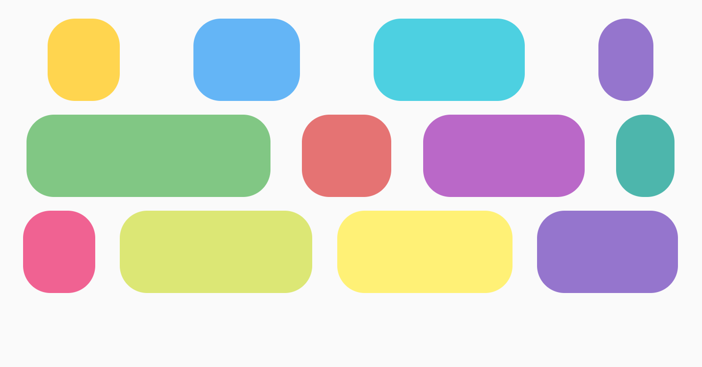 आइटम को इस तरह से व्यवस्थित किया गया है कि उनके बीच में जगह है