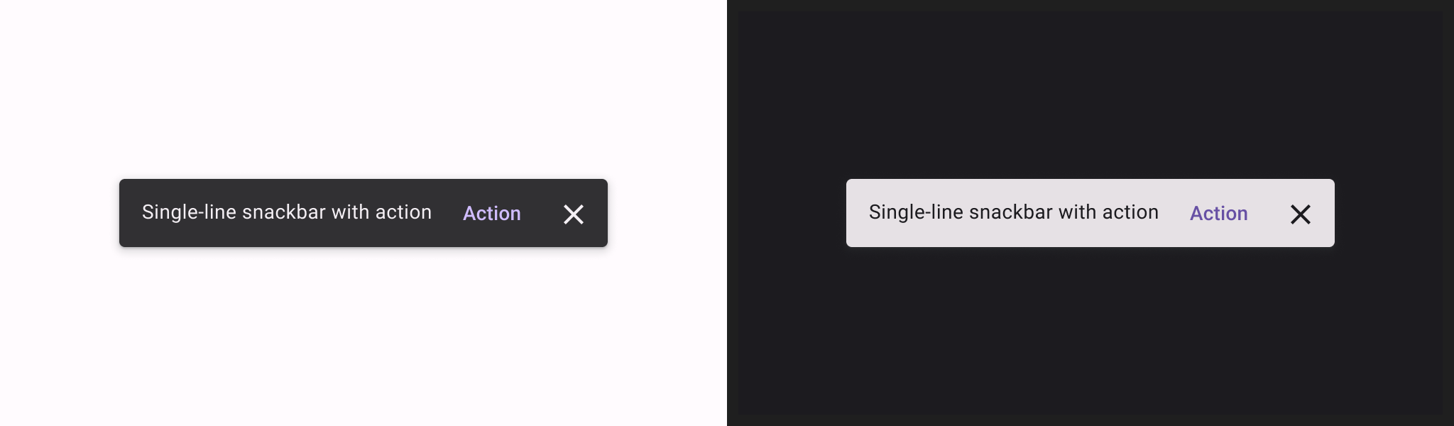 Beispiele für Snackbar-UI-Komponenten.