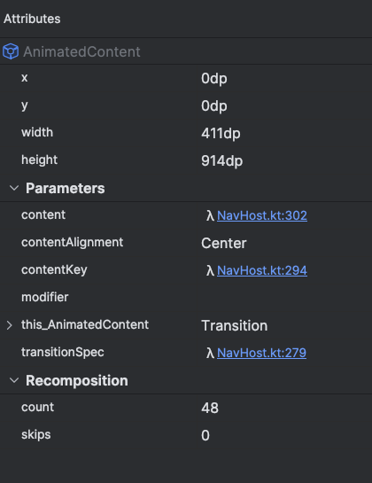 Semantische Daten, die im Layout Inspector
angezeigt werden