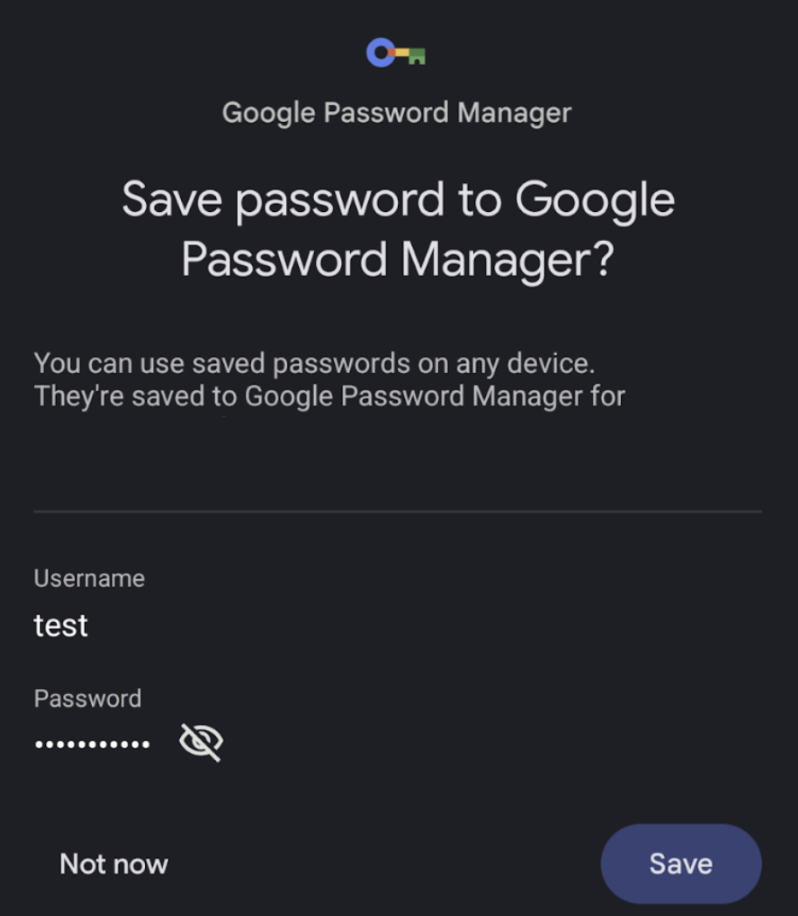 पासवर्ड सेव करने के लिए, उपयोगकर्ताओं को सूचना देने वाली बॉटम शीट.