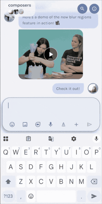 Jetchat 範例應用程式，示範訊息輸入列中的 RTF 格式。