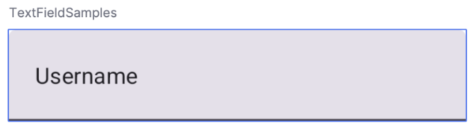 Komponent TextField z tekstem Nazwa użytkownika wyświetlanym w polu tekstowym.