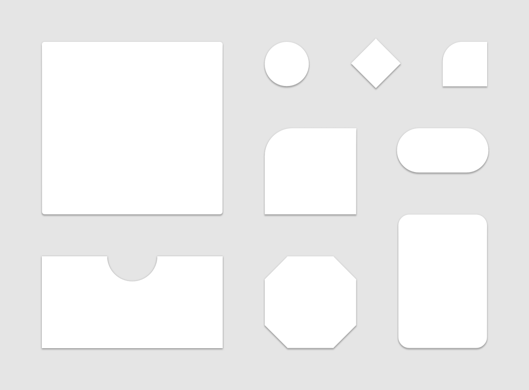 Shows a variety of Material Design shapes