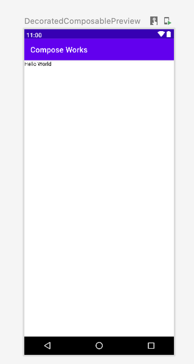Cửa sổ xem trước cho thấy một hoạt động có thanh trạng thái và thanh thao tác.
