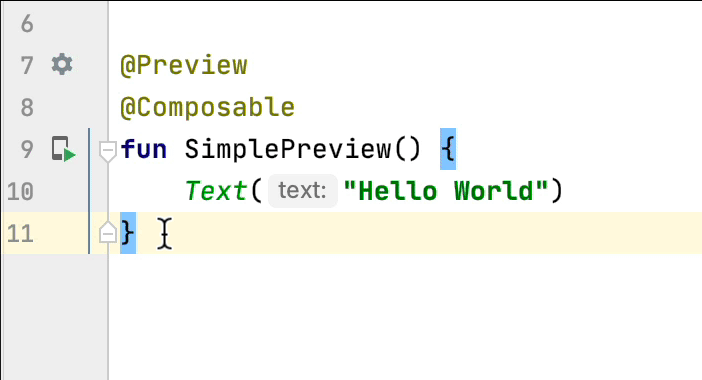 Pengguna mengklik ikon gutter penerapan fungsi pratinjau, dan menerapkan pratinjau ke perangkat