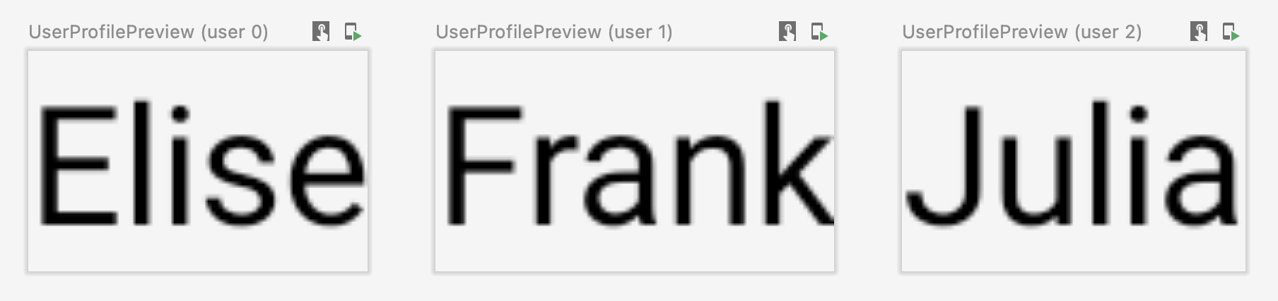 ตัวอย่างแสดง Elise, Frank และ Julia
Composable