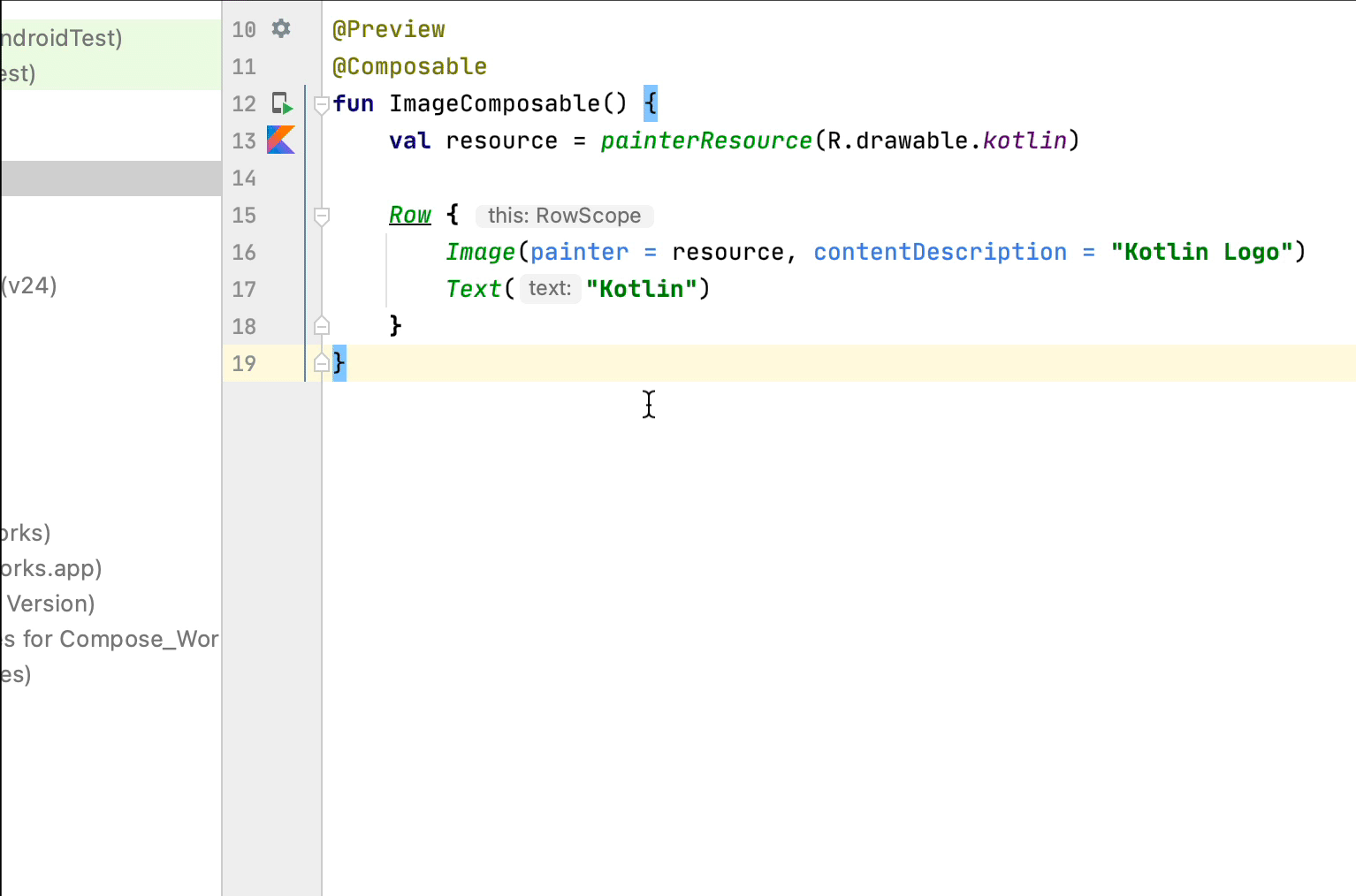 Użytkownik klika ikonę na marginesie, co powoduje wyświetlenie selektora zasobów.