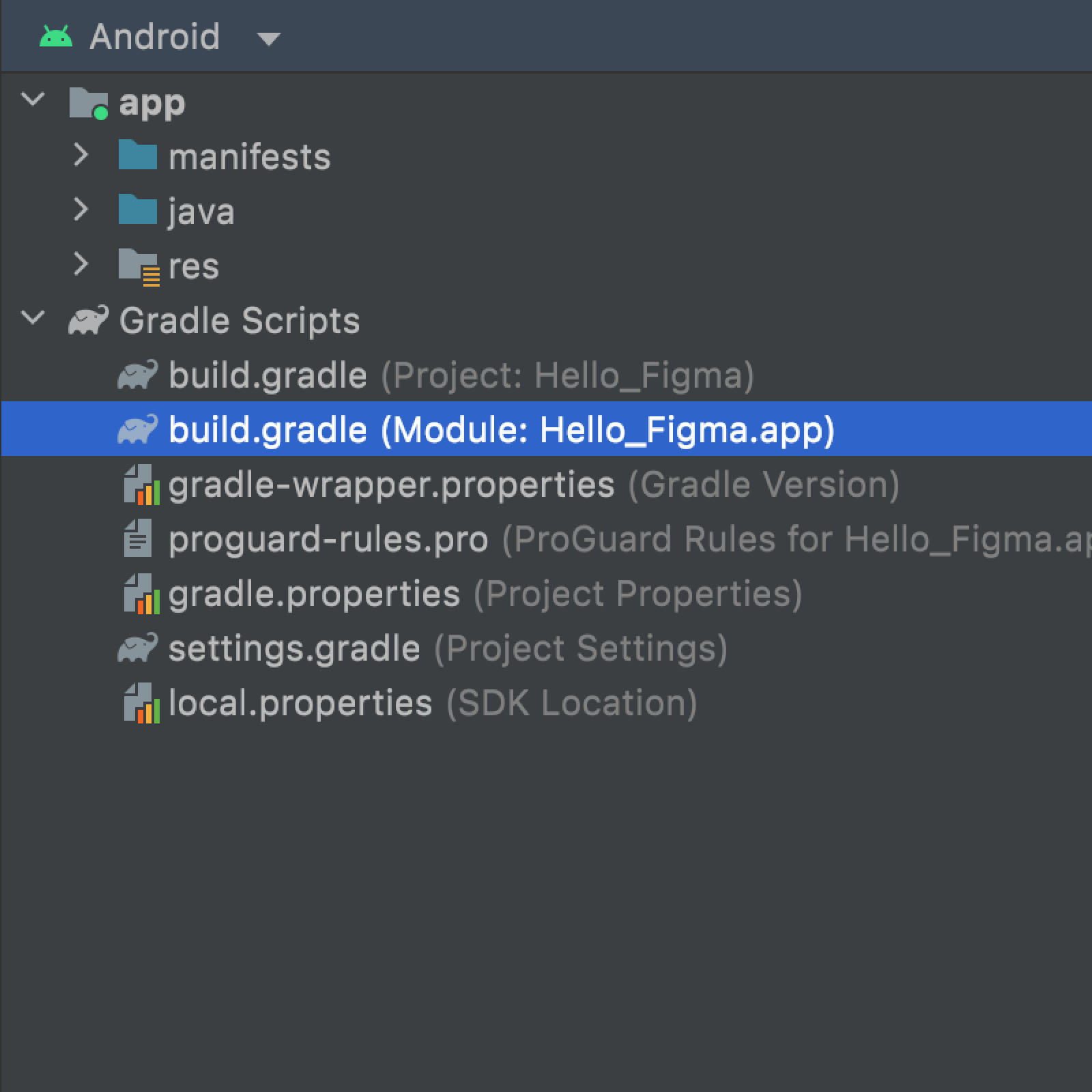 Arquivo do Gradle no nível do módulo no Android Studio