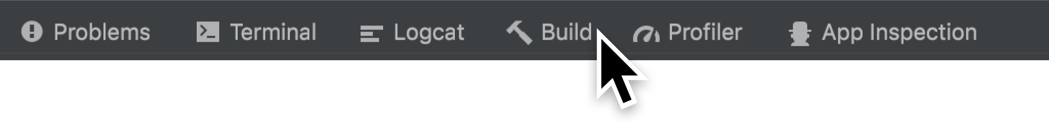 Pestaña Build en la parte inferior de Android Studio