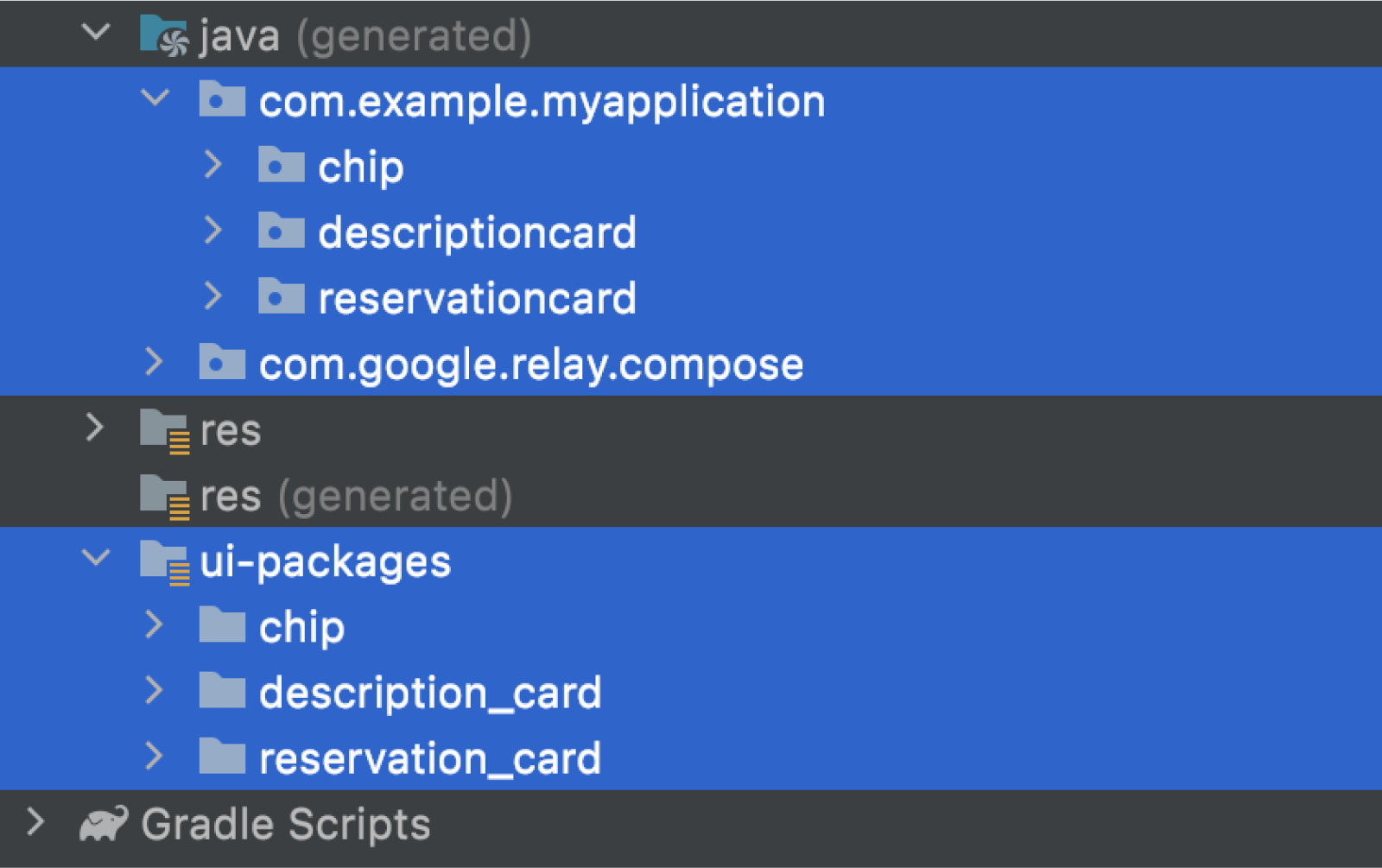 UI-Pakete und generierte
Code