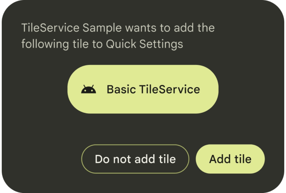 Mensaje de la API de Quick Settings Placement