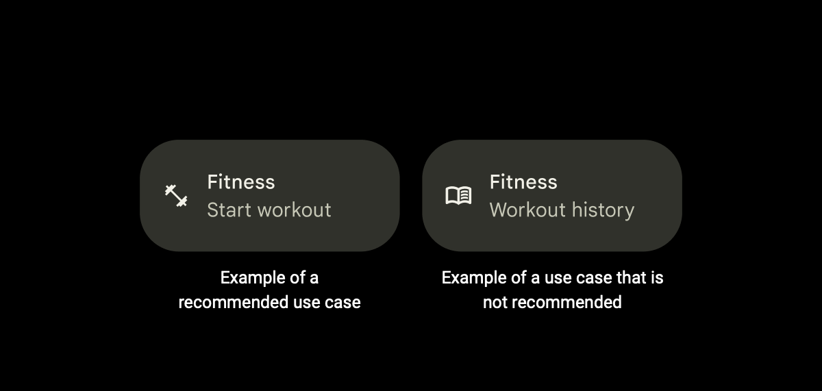 Anwendungsfälle für Fitness-App-Kacheln