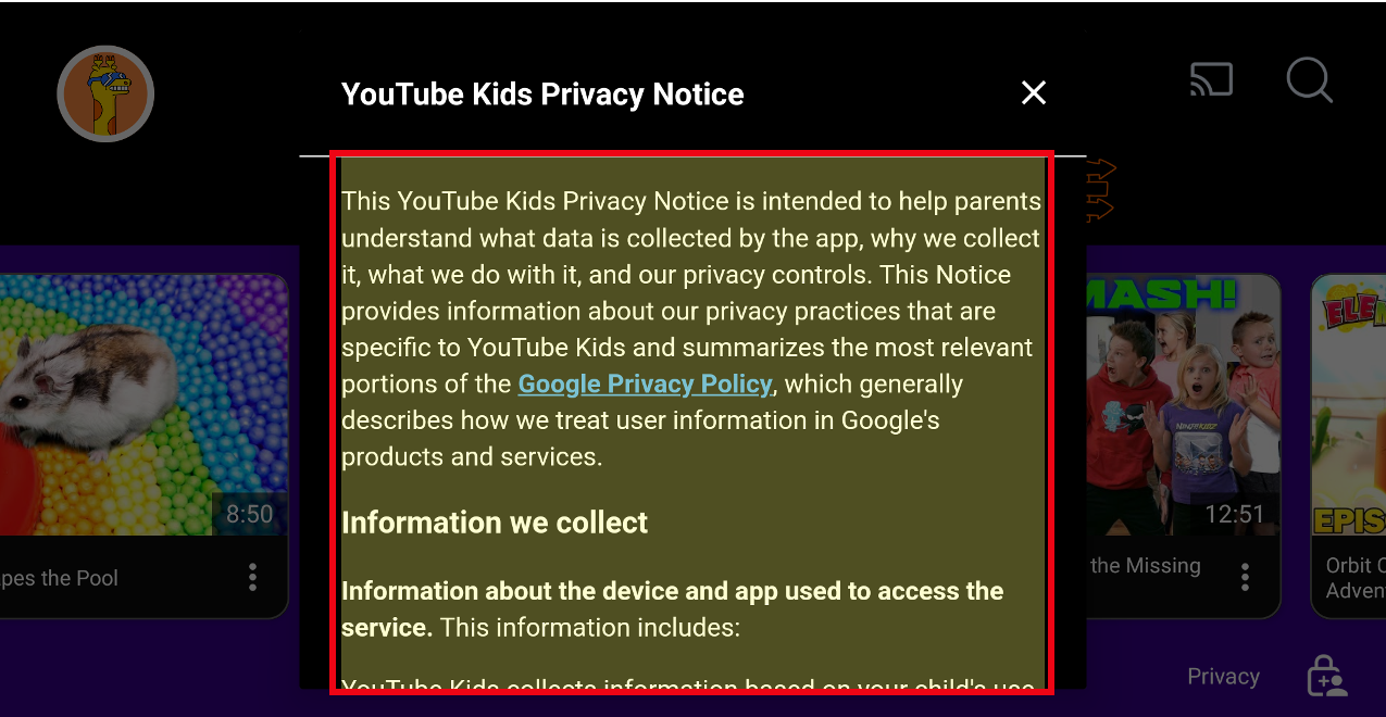 Quảng cáo khi mở ứng dụng Android với văn bản hỗ trợ bên trong một hộp màu đỏ.