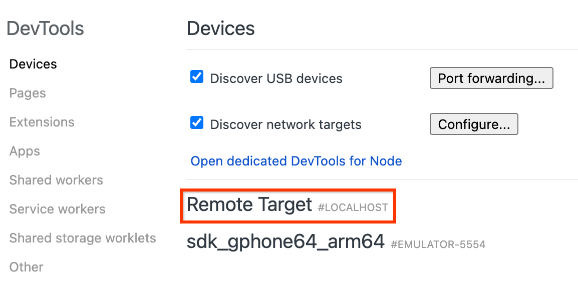 เครื่องมือสำหรับนักพัฒนาเว็บใน Chrome ตรวจสอบหน้าเว็บที่แสดงเป้าหมายระยะไกลที่พร้อมสำหรับการแก้ไขข้อบกพร่อง