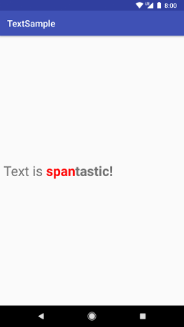 Ein Bild, das einen Text mit mehreren Spans zeigt: „ForegroundColorSpan(Color.RED)“ und „StyleSpan(BOLD)“