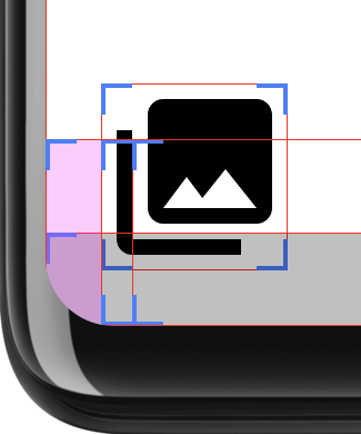 An icon with padding applied to move it away from the corner.