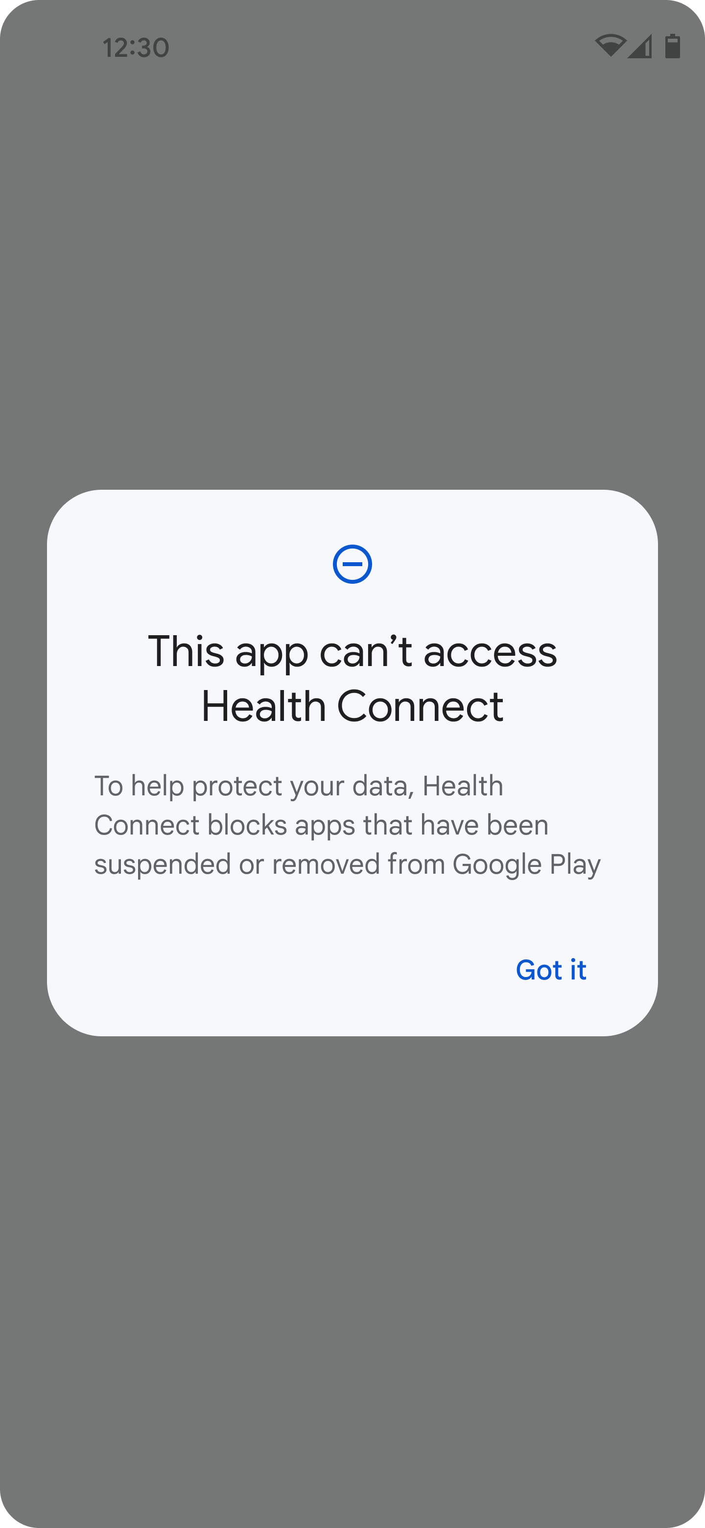 التطبيق لا يملك أذونات وصول كافية إلى Health Connect.