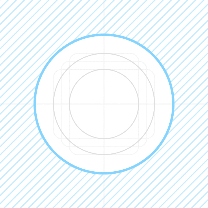 Una variedad de máscaras aplicadas a un wireframe de ícono adaptable