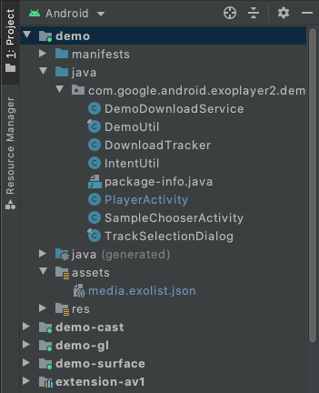 הפרויקט ב-Android Studio