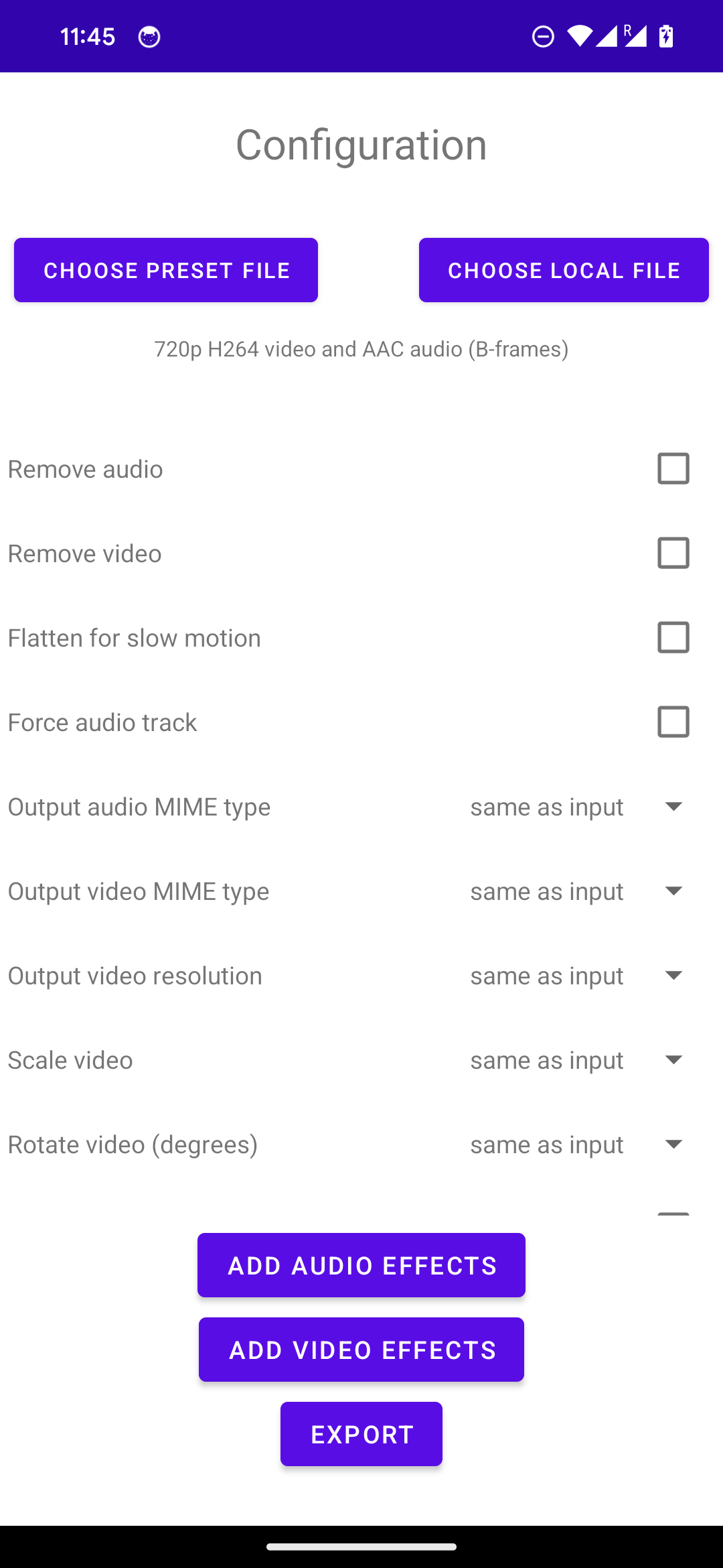 Demo app configuration activity