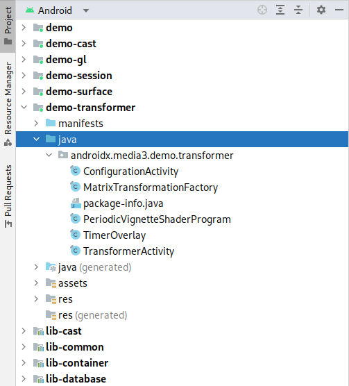 Le projet dans Android Studio