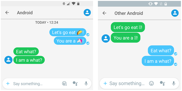 Dispositivos mostrando emojis