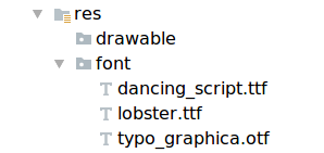 Adición de los archivos de fuentes en el directorio de recursos
