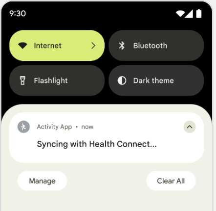 Data sync status shown