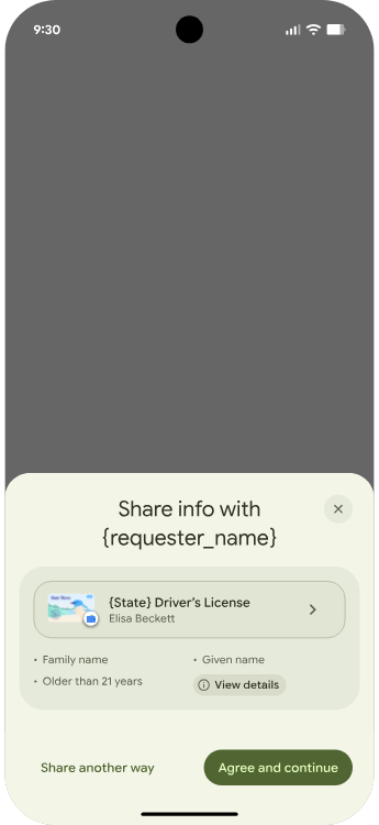 Immagine che mostra l'UI delle credenziali digitali in Gestore delle credenziali