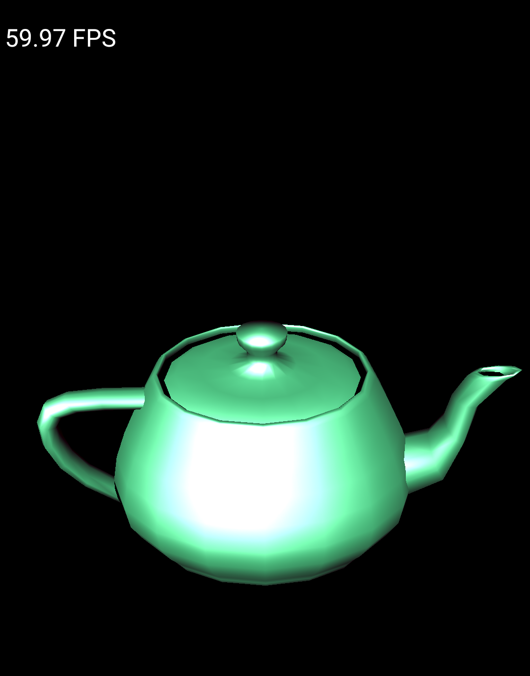 Exemple Teapot exécuté sur un émulateur Android