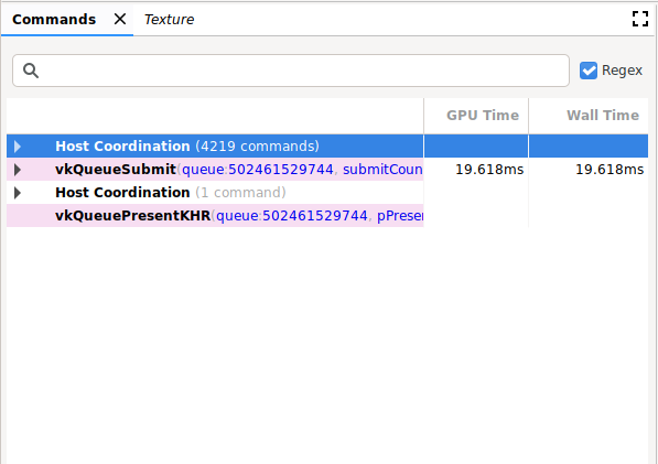 OpenGL या Vulkan ट्रेस का शुरुआती व्यू