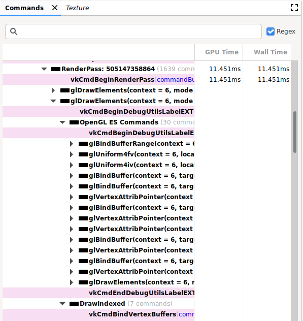 Wyświetlanie śladu OpenGL