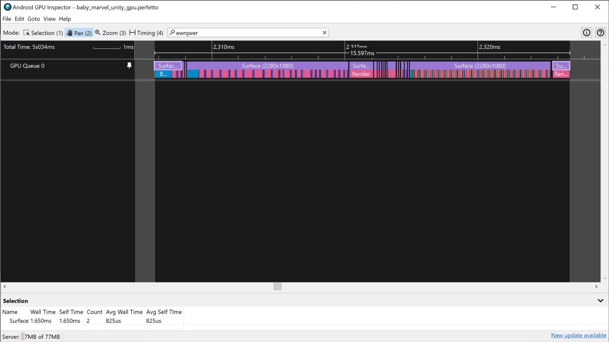 Ein Screenshot, in dem AGI auf einen Frame mit mehreren Rendering-Durchläufen herangezoomt ist.