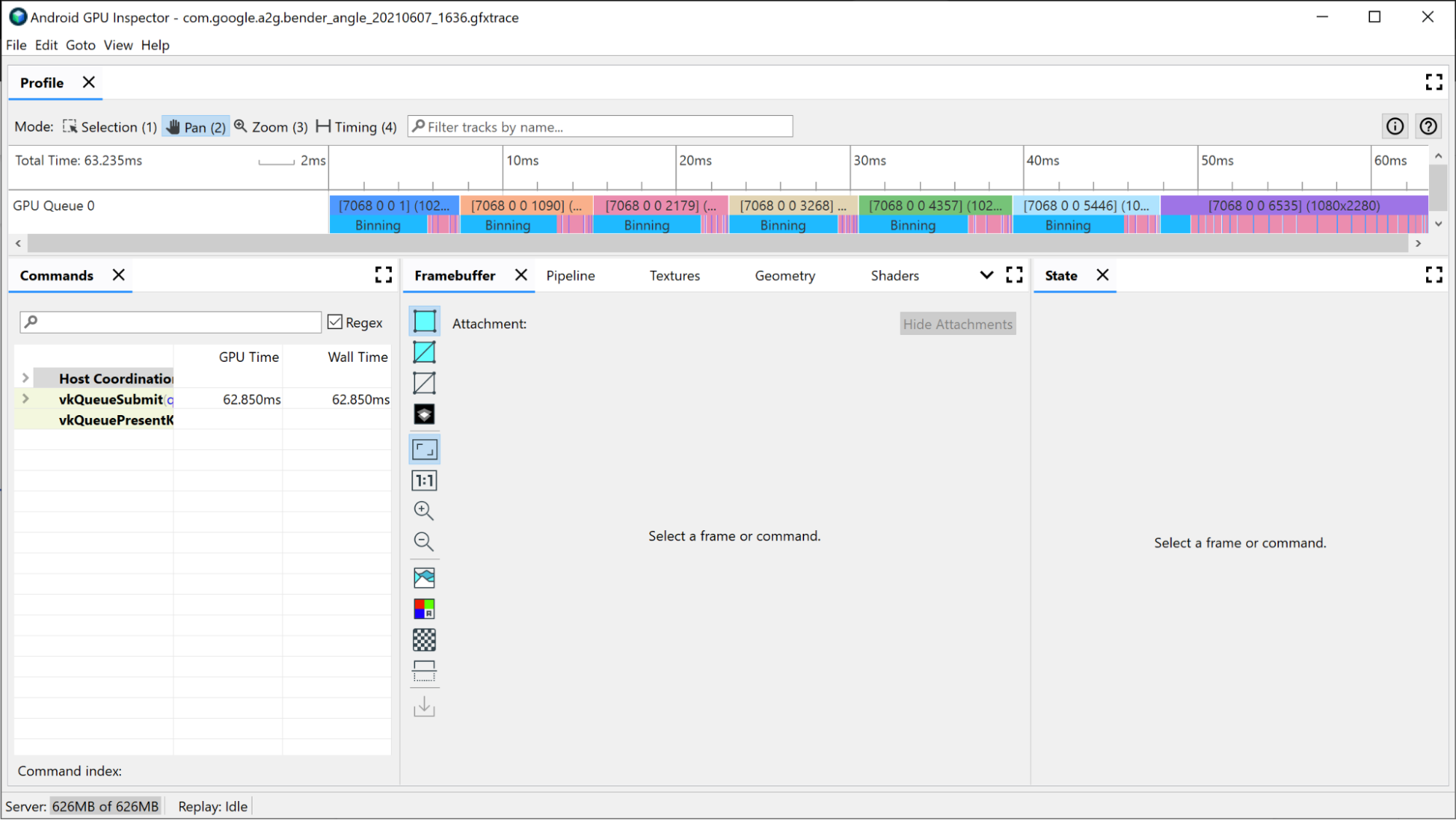 A screenshot of the GPU utilization and GPU Queue tracks on a Mali device.