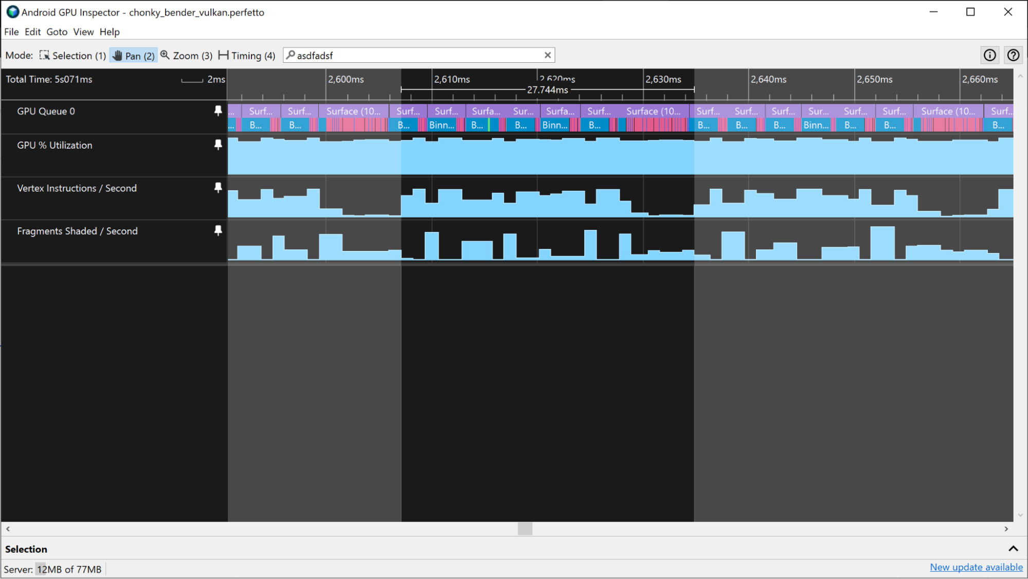 Uno screenshot di tracce con frammenti e non.