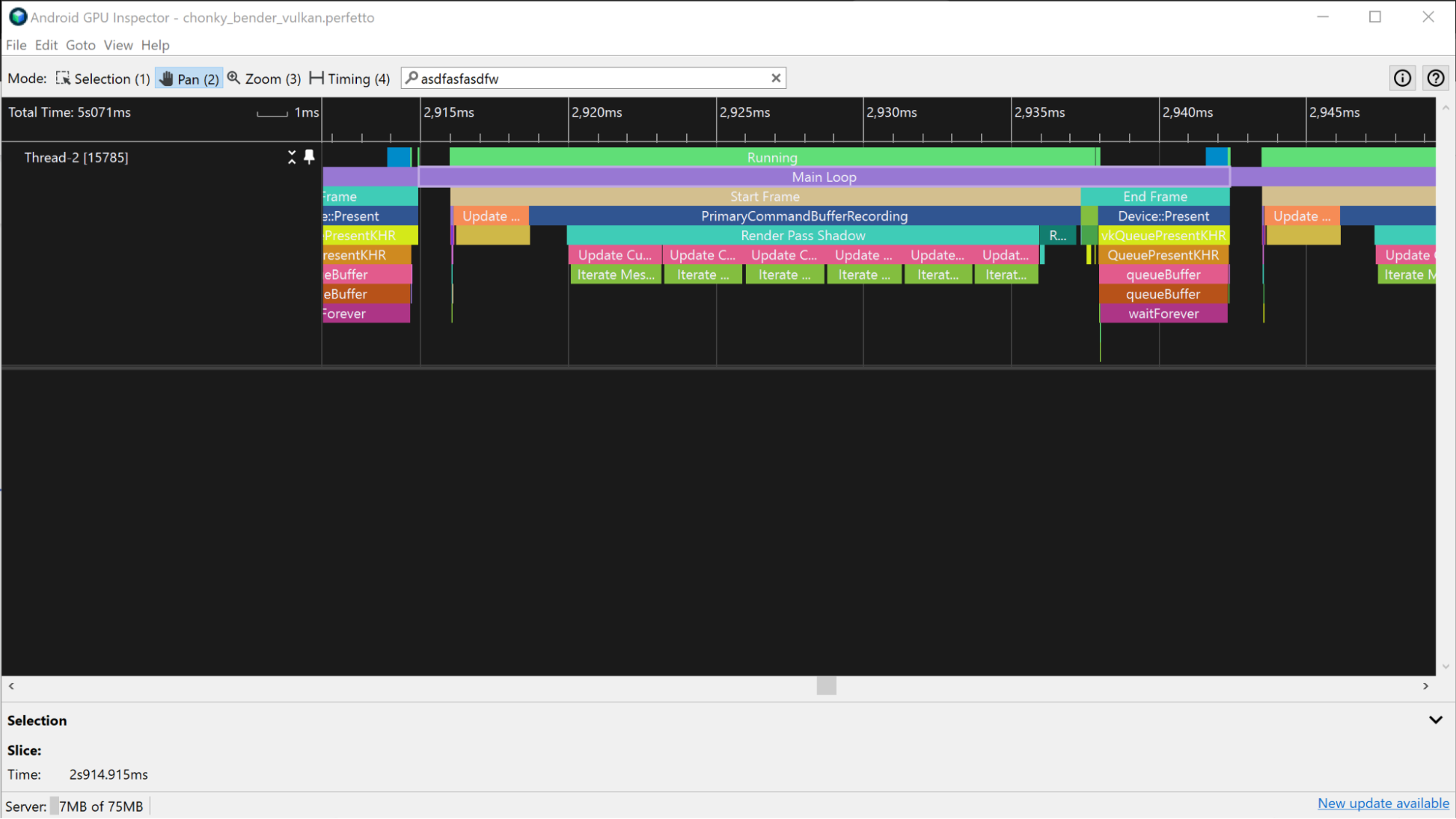 Uno screenshot delle sezioni ATrace mostrate in una traccia della CPU.